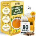 LeafLea 80 Dandelion Tea Bags, All Natural and Pure Dandelion Root Tea, Supports Digestion & Immune Health, Caffeine-Free, Vegan, No Sugar, Individually Wrapped Tea Bags, 2 Pack