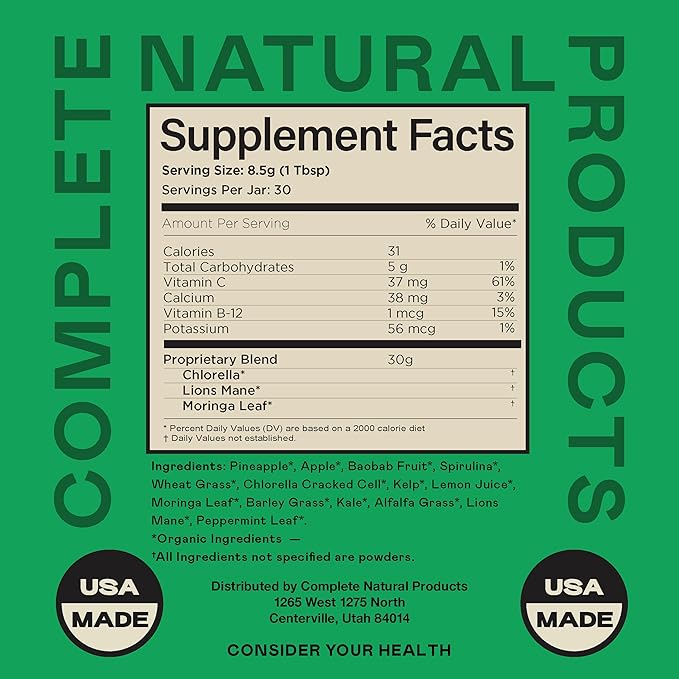 Good Greens Superfood Powder - The Healthy Greens Blend - 9oz 30 Servings