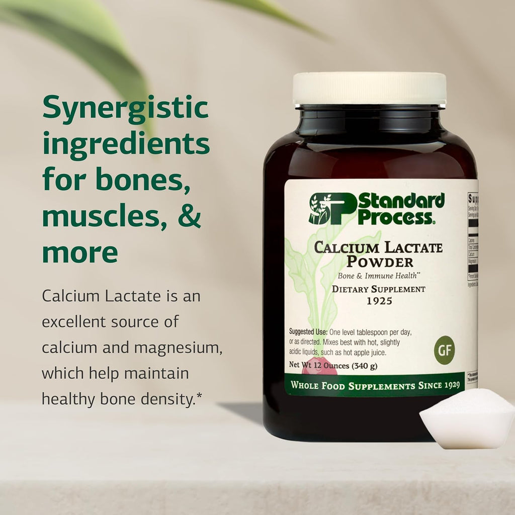 Standard Process - Calcium Lactate Powder - Bone Health & Immune Support - Calcium Magnesium Supplement for Bone Strength & Blood Health - Non-Dairy, Non-Soy & Gluten-Free - 12 oz