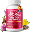 Black Cohosh 9,600mg* – Hormonal Balance Support with Wild Yam, Red Clover, Ashwagandha, Chasteberry & More – 150 Capsules – Made & Lab Tested in USA