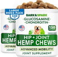 Hemp Chews Dogs Hip Joint Pain Relief - Glucosamine Chondroitin Hemp Treats for Joint Health - Dog Joint Supplement Large Breed & Small - Hemp Oil Pill - Canine Vitamin Treat Old Dog (240Ct/Chicken)