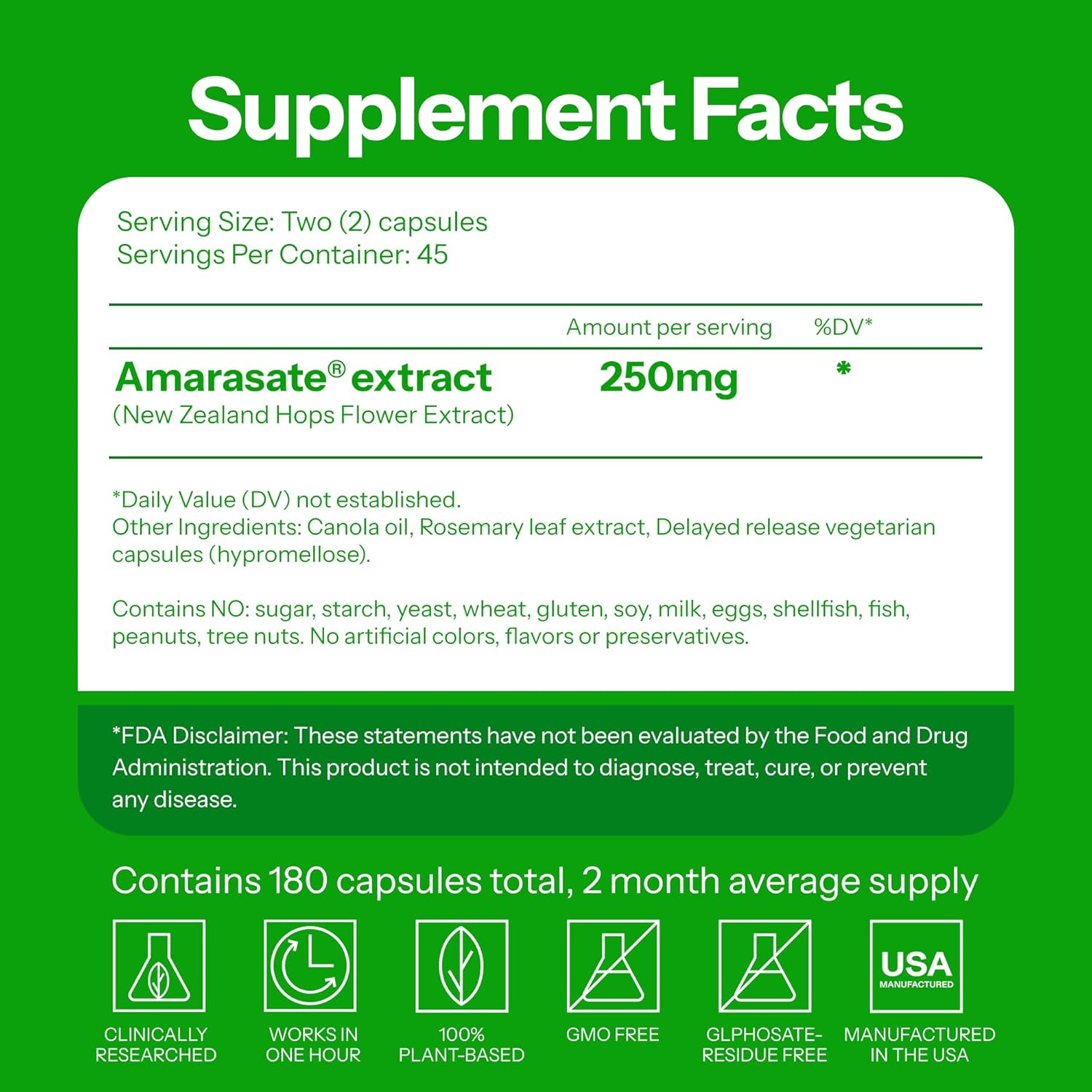 Calorie Control Supplement 6X Natural GLP-1 Activator, Official & Patented Amarasate Formula, Plant Based GLP1 Supplement, Manages Appetite, Hunger & Cravings, 1 Month Average Supply, 180 Count