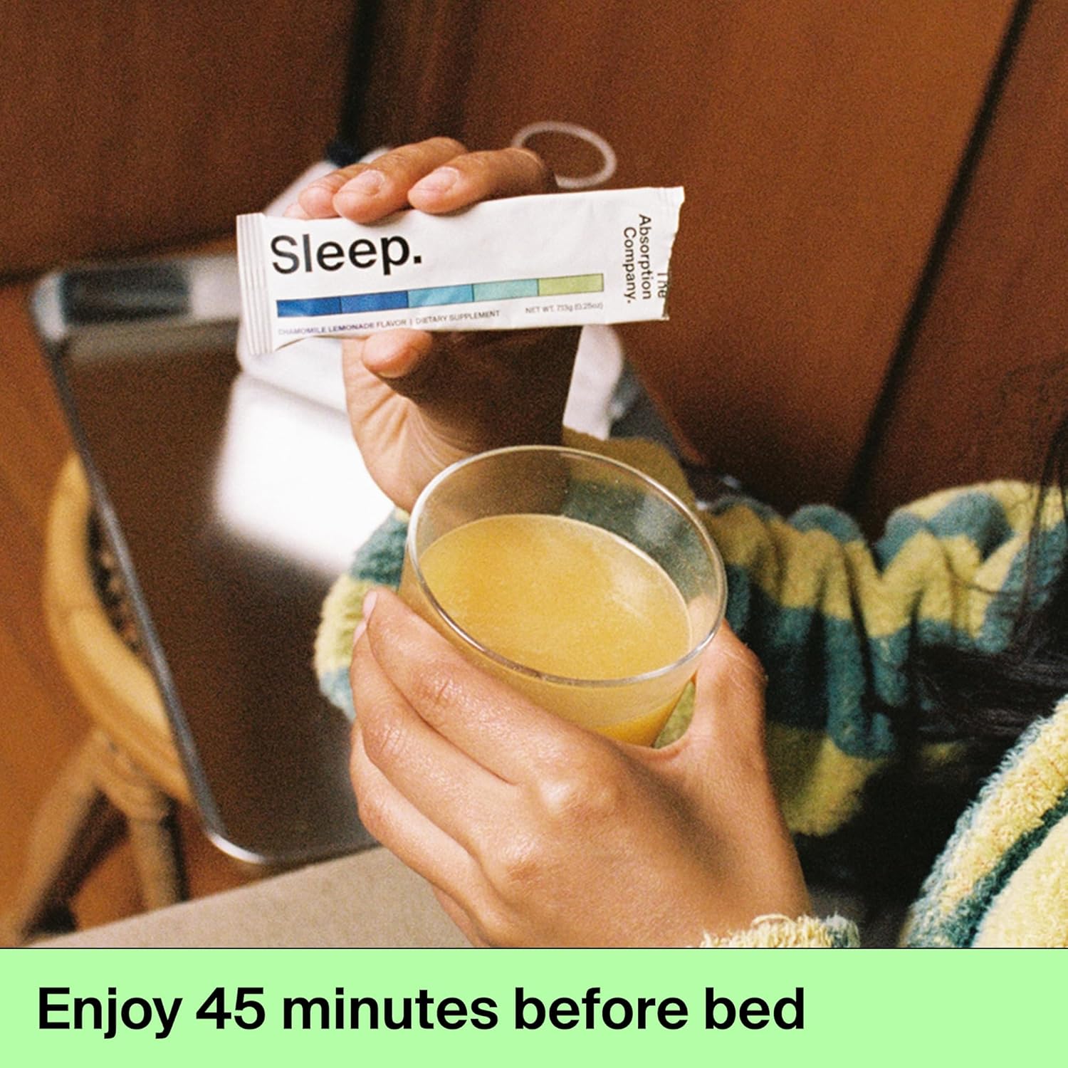 Sleep Aid Powder - Calming Drink for Deep Sleep with Liposomal Saffron, Magnesium & PharmaGABA Melatonin-Free Natural Supplement to Reduce Stress and Improve Sleep Quality Chamomile Lemonade 14 Sticks