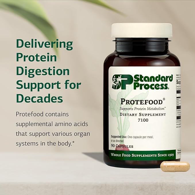 Standard Process Protefood - Protein Metabolism Support Supplement - Aids Bone & Immune Health - Whole Food-Based Supplement for Cellular Health Support - Includes Calcium & Vitamin C - 90 Capsules