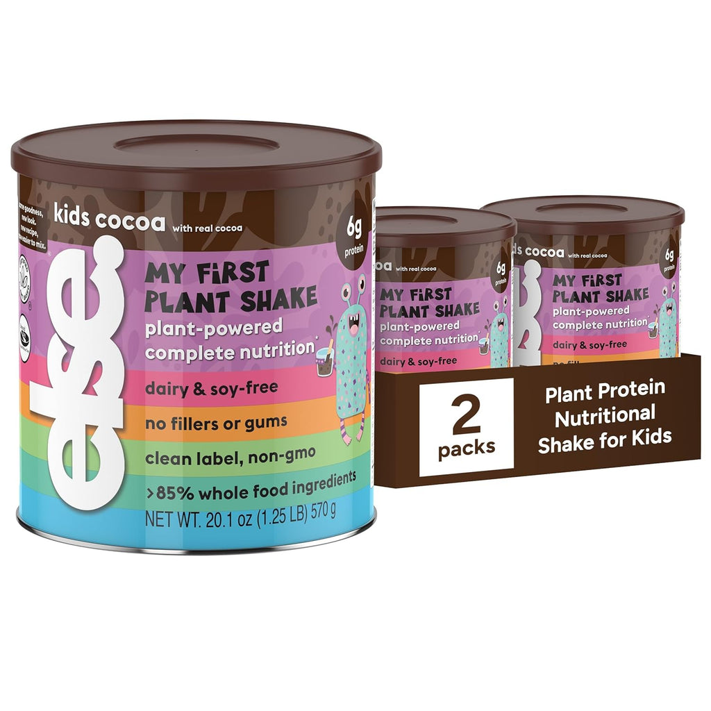 Else Nutrition Plant-based Kids Protein Shake Powder, Kids Protein Powder for Ages 2-12. Dairy-free First Kids Complete Nutrition Shake with plant protein & 25 Vitamins & Minerals, Adds Healthy Nutrients to Kids Snacks (Chocolate, 2- Pack)