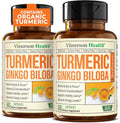 Turmeric Curcumin Supplement with Ginkgo Biloba & Black pepper – Natural Turmeric Supplement with Organic Tumeric for Joint Support, Brain Clarity, Focus & Memory – Vegan Ginko Biloba Capsules. 2 Pack