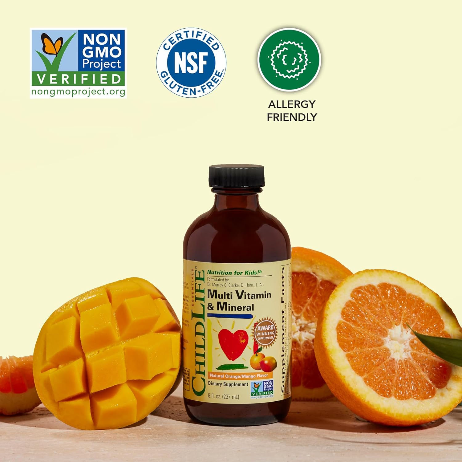 CHILDLIFE ESSENTIALS Kids Multivitamin & Mineral - Kids Vitamins, Liquid Multivitamin for Kids, Toddler Multivitamins, Liquid Vitamins, Baby Multivitamin - Natural Orange & Mango, 8 Fl Oz (Pack of 3)