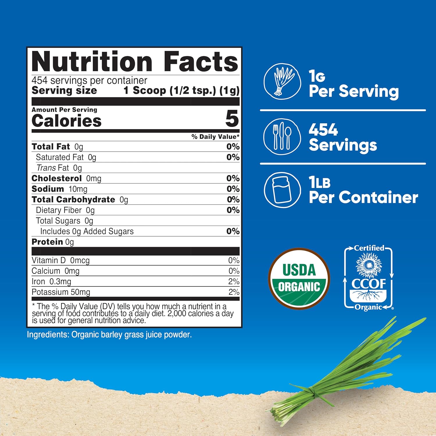 Nutricost Organic Barley Grass Juice Powder (1 LB) (Unflavored)