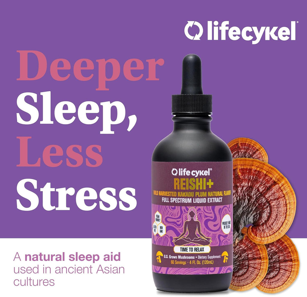 Life Cykel - Reishi Mushroom Extract with Wild Kakadu Plum - Potent Immune & Sleep Support Supplement, Vitamin-C Rich Adaptogen Mushroom Drops - 4 Fl Oz