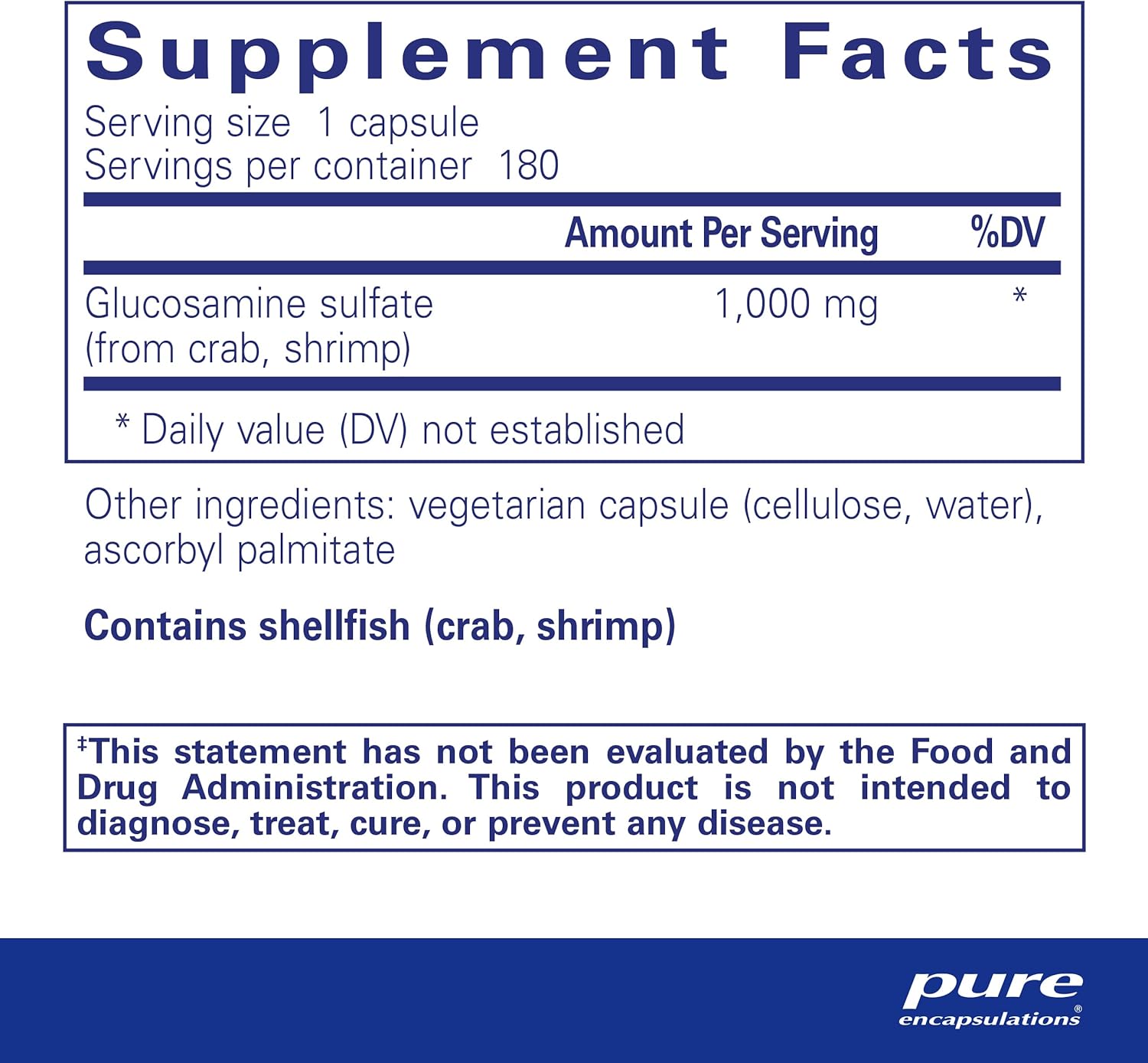 Pure Encapsulations Glucosamine Sulfate 1,000 mg | Supplement for Joint Support and Mobility, Cartilage Health, and Connective Tissue* | 180 Capsules