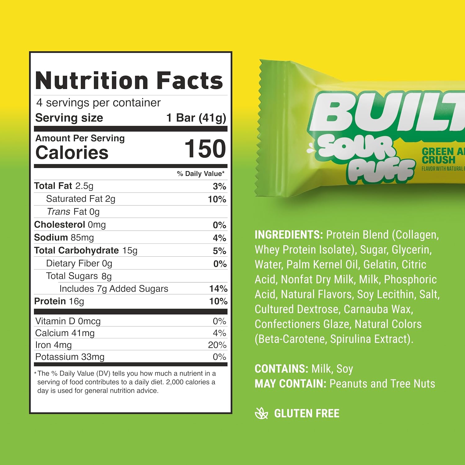 Built Bar, Sour Puff Protein Bars, Variety Pack, Collagen, On-the-go Snacks, Sour Candy, Mixed Sampler, 12 Pack