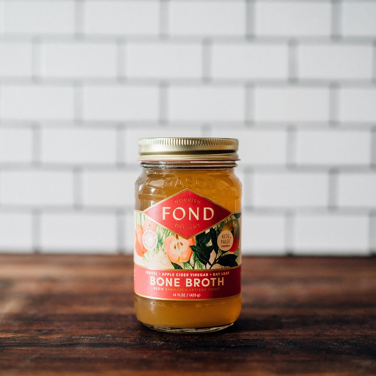 FOND Pasture-Raised Regenerative Chicken Bone Broth infused with Organic Fennel & Bay Leaf