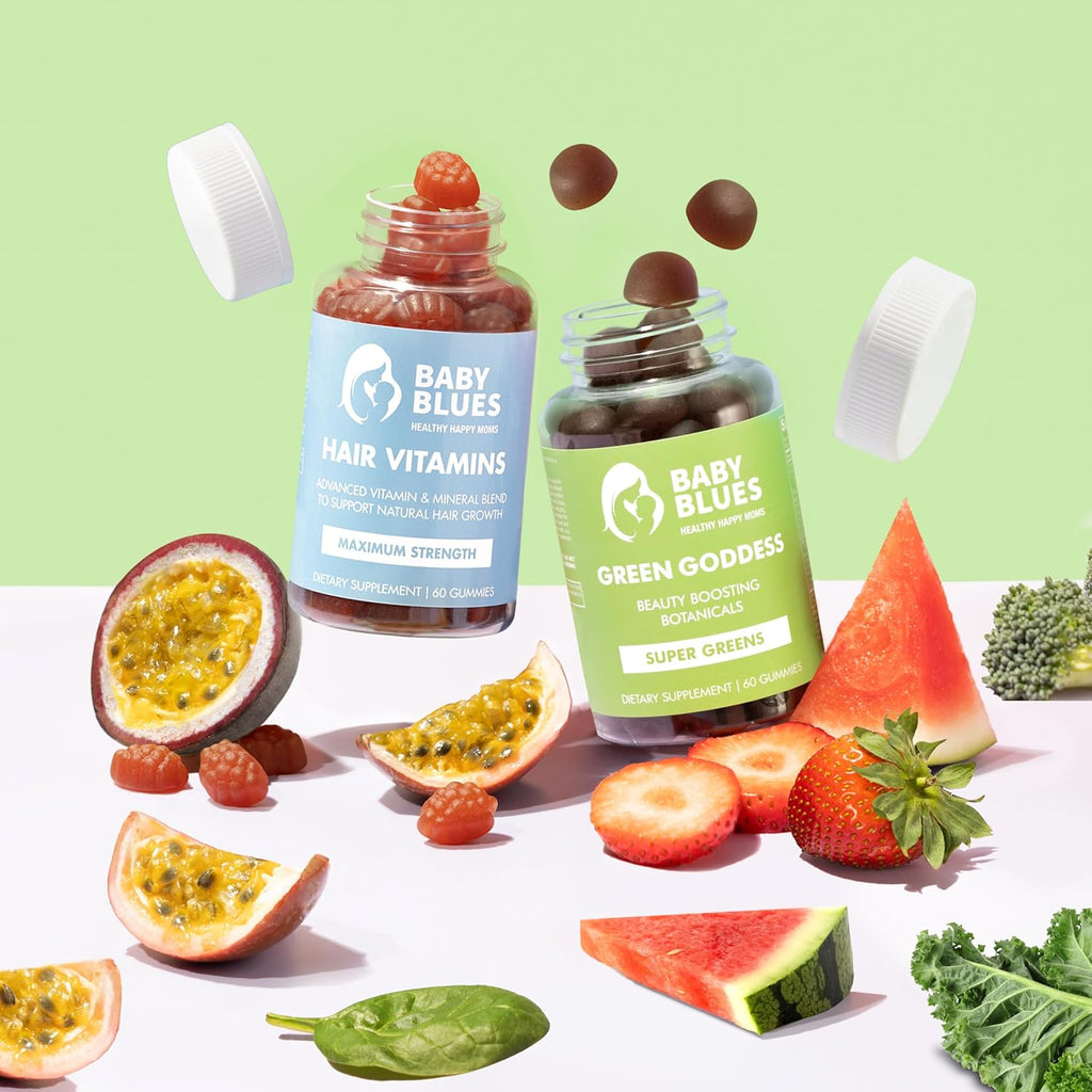 Baby Blues Grow and Glow Beauty Bundle - Gummies for Postpartum Hair Growth and Glowing Skin