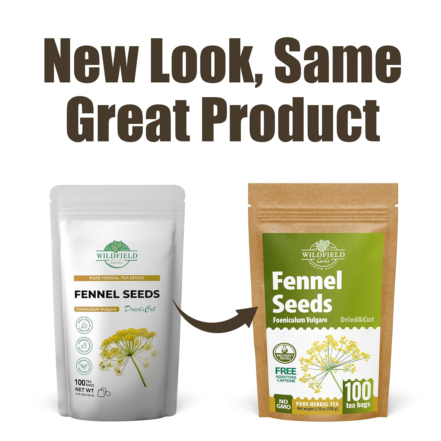 100 Bags Fennel Tea Fennel Seed Tea Herbal (Foeniculum Vulgare) - 100 Count 1.5g Bags Herb Hinojo