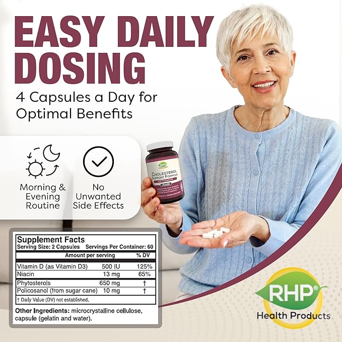 Advanced Cholesterol Health Complex with Plant Sterols. Cholesterol & Lipid Support Supplement for Healthy Heart & Cholesterol Levels for Men & Women. 120 Capsules
