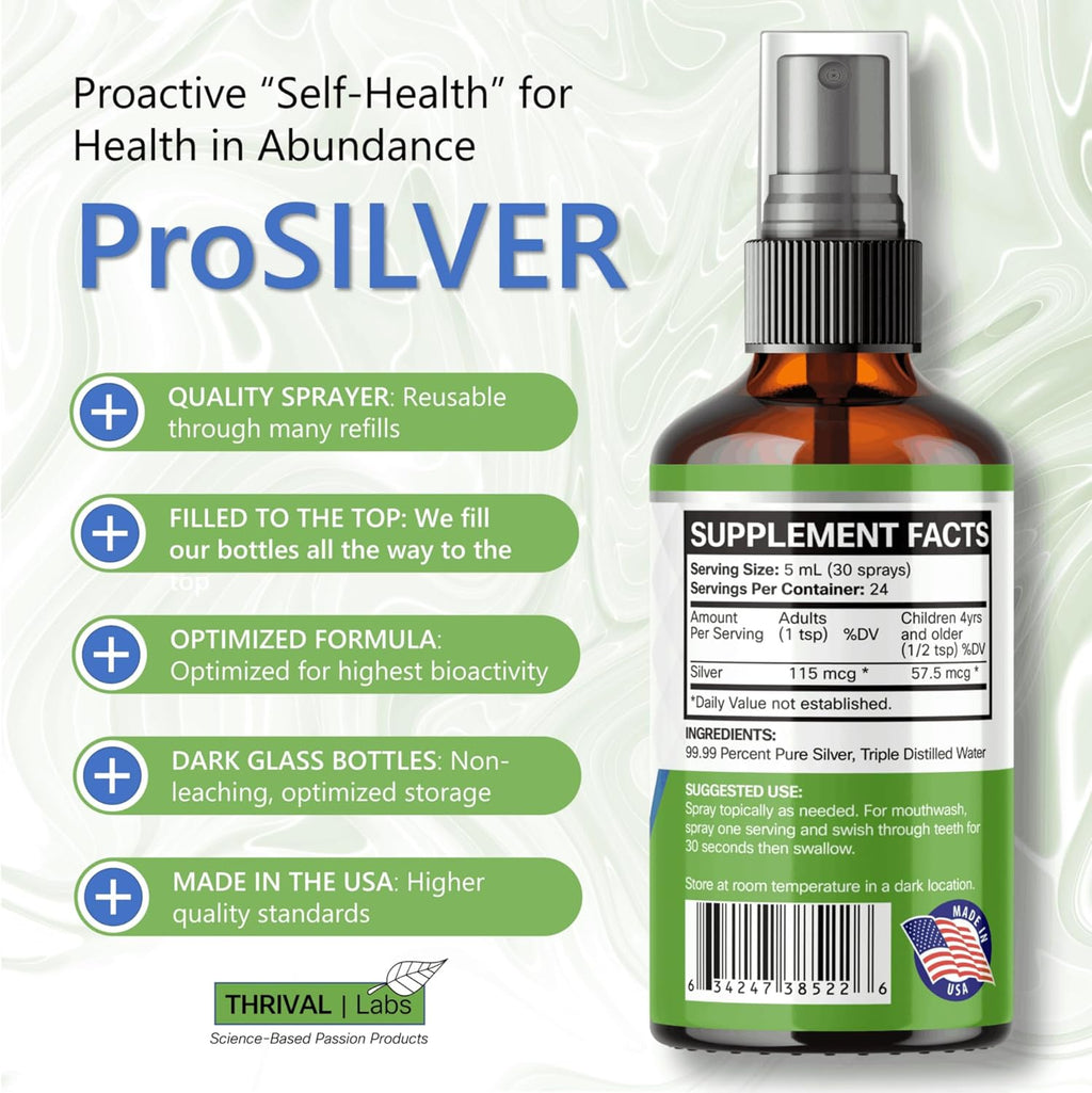 Ionic Colloidal Silver Spray 20 PPM Inmune Support Bioactive Supplement Liquid 4oz Organic Plata Coloidal