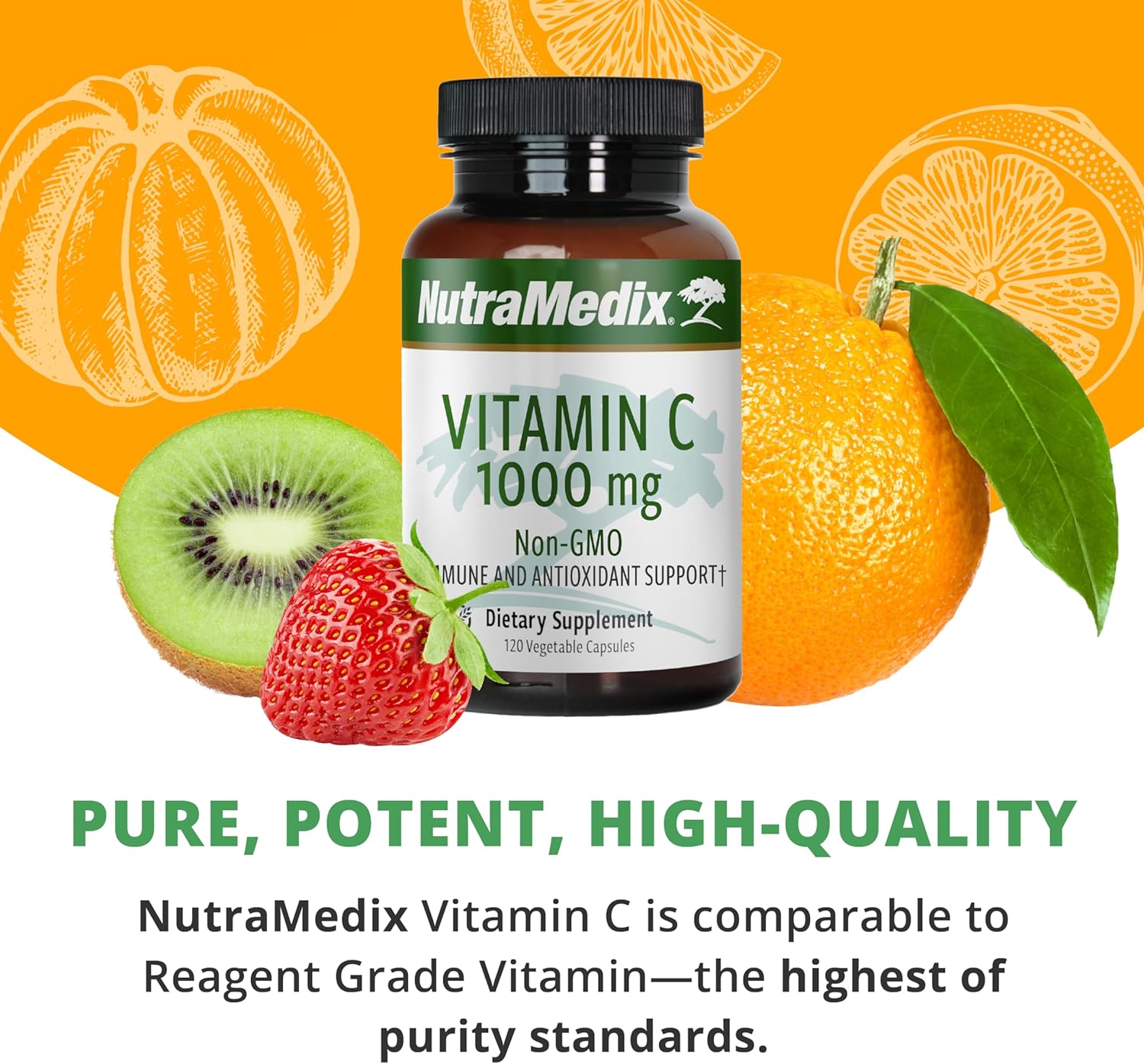 NutraMedix Vitamin C 1000mg - Antioxidants Supplement for Immune Support & Heart Health - Vitamin C from Ascorbic Acid - Vegan, Non-GMO (120 Vegetarian Capsules)