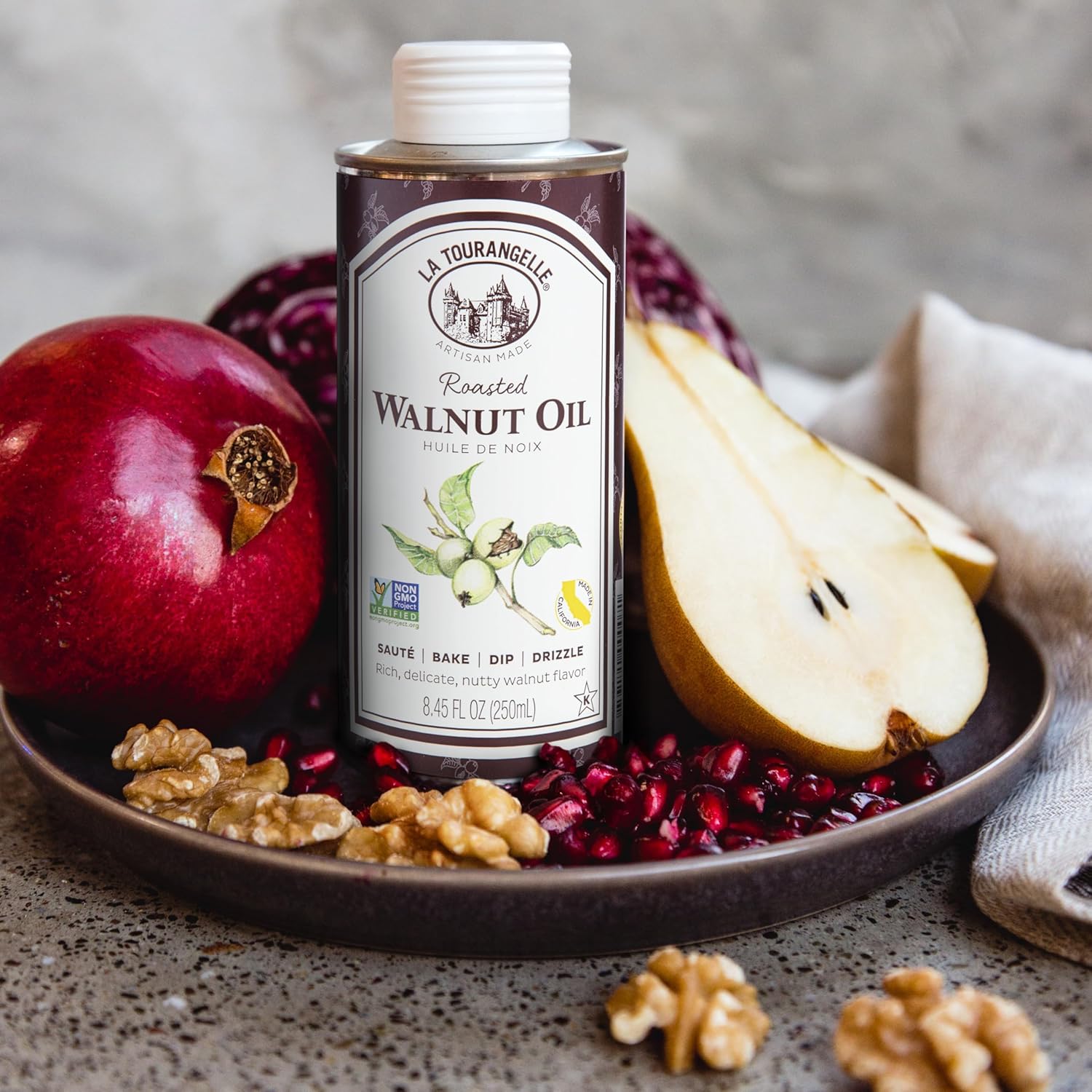 La Tourangelle, Roasted Walnut Oil, Plant-Based Source of Omega-3 Fatty Acid, Cooking, Baking, & Beauty, 8.45 fl oz