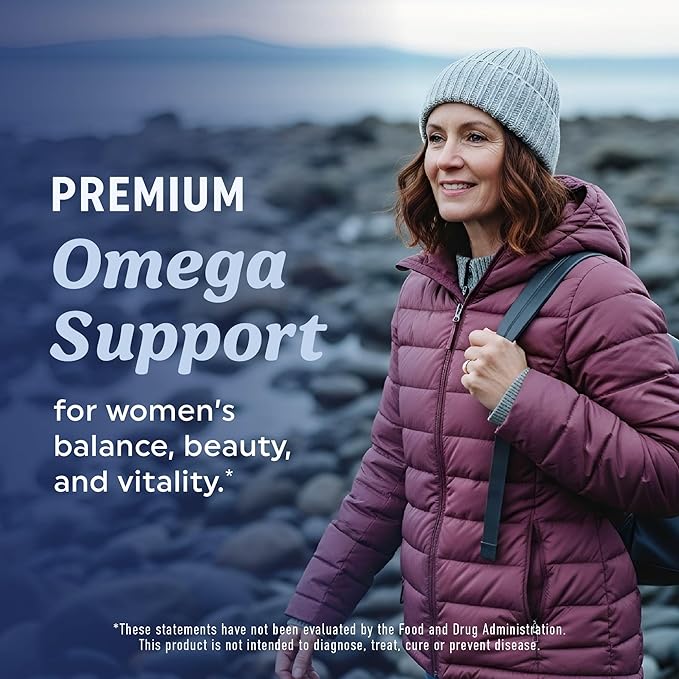Omega 3 Supplement for Women | Fish Oil with Evening Primrose | Hormone Balance, Skin & Wellness Support | 600MG Omega3 + 800MG Evening Primrose | Fish Oil Omega 3 Supplements for Women | 120 Ct.