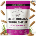 Beef Organ Supplement for Women, Primal & Ancestral Organ Meat Supplements with Uterus & Liver for Hormone Balance & Energy - 60 Day Supply
