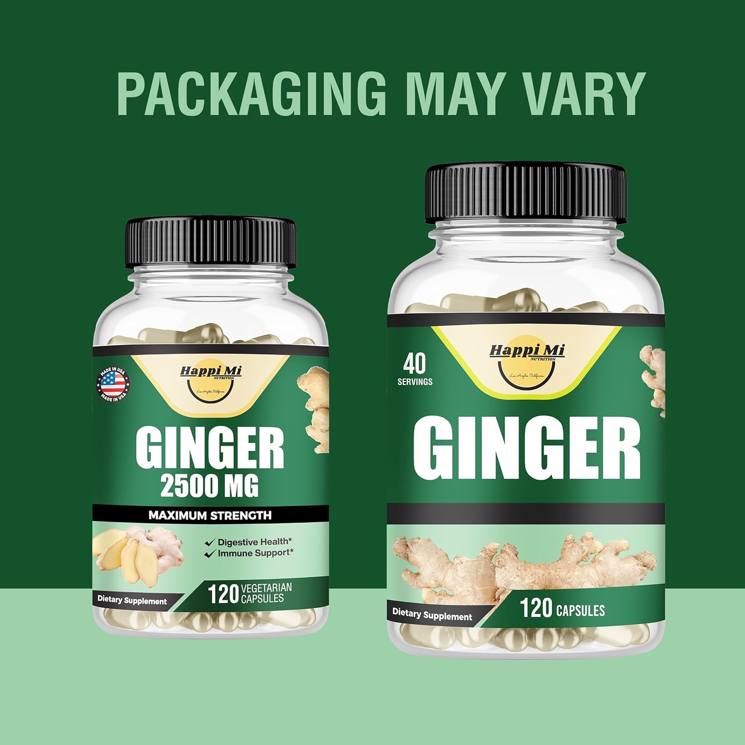 Ginger Root Capsules Made with Organic Ginger Root Powder 2500mg per Serving, 120 Vegetable Capsule 40 Servings