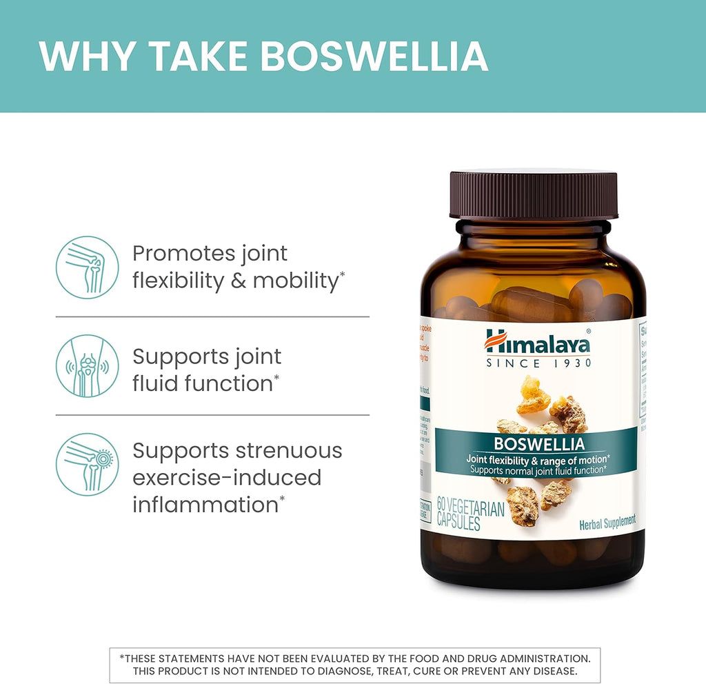 Himalaya Boswellia, Joint Support for Mobility and Flexibility, Promotes Tissue Preservation, 250 mg, 60 Capsules, 1 Month Supply, 2 Pack