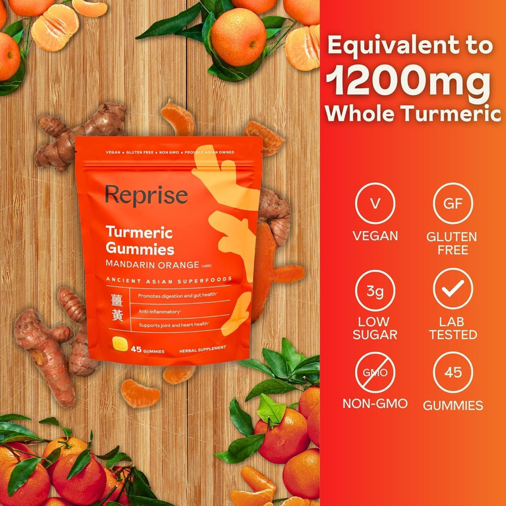 Turmeric Gummies for Women | Curcumin Supplement Gummies for Inflammation | Turmeric Supplement for Adults | Natural Curcumin, Low-Sugar, Vegan, Mandarin Orange Flavor, 45 Count (Pack of 3)
