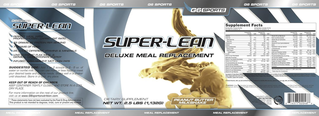 Nutrition Super-Lean Deluxe Meal Replacement (32g Protein, 7g Fiber, 25 Added Vitamins & Minerals) – 2.5lb Jar – Peanut Butter Milkshake