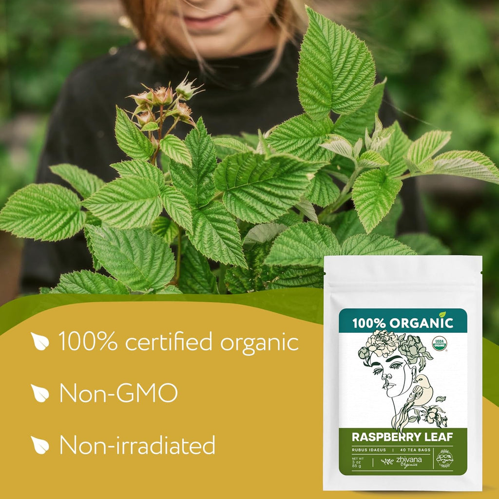 Organic Raspberry Leaf Tea Bags (40 TeaBags) - Red Rasberry Leaf Tea for Womens Cramps, Hormone Balance, Fertility – Te de Hoja de Frambuesa Roja