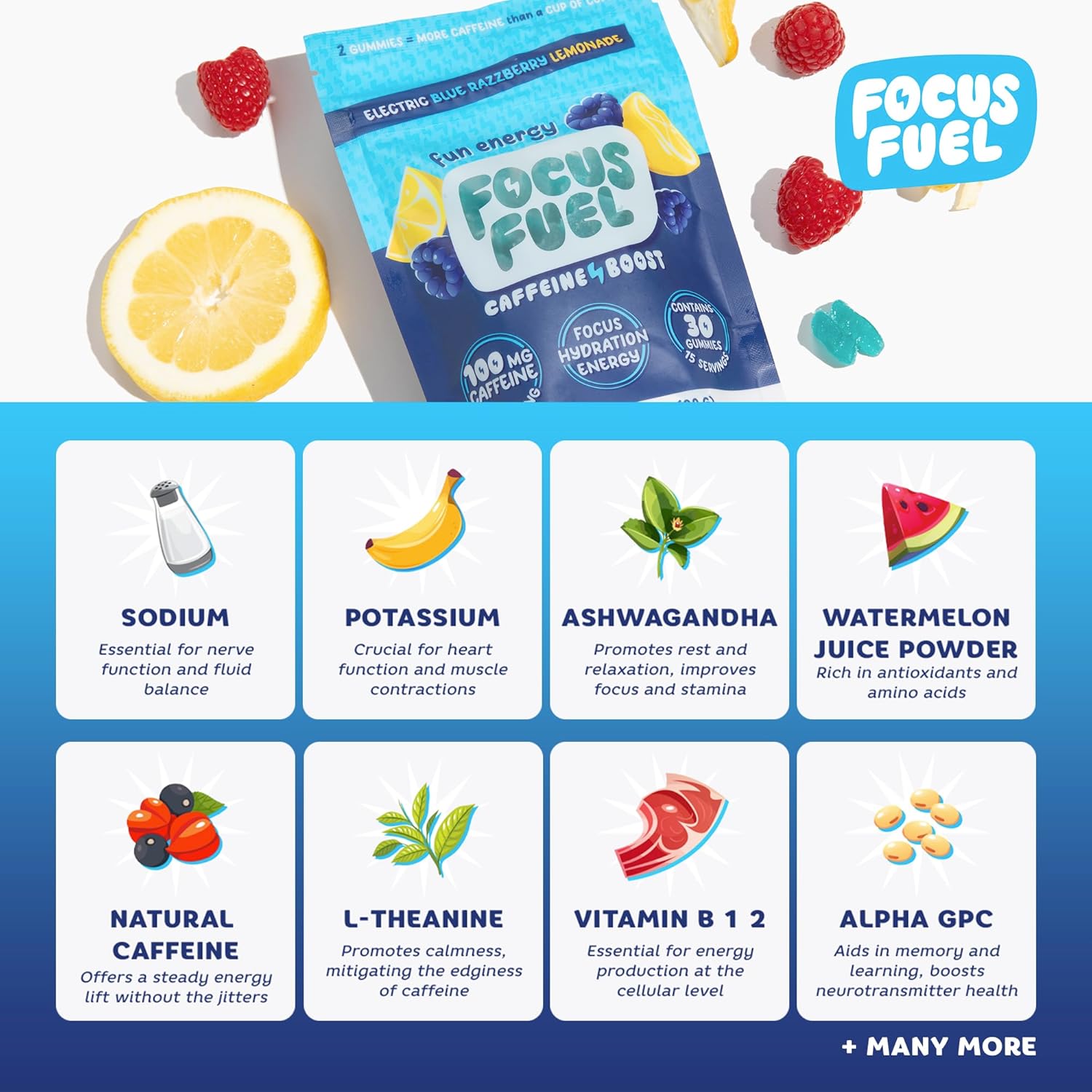 Energy Chews Variety 3-Pack (45 Servings) – 100mg Caffeine + Alpha GPC + L-Theanine + B12, Magnesium – Blue Raspberry Lemonade, Strawberry Lemonade, Watermelon – No Crash or Jitters