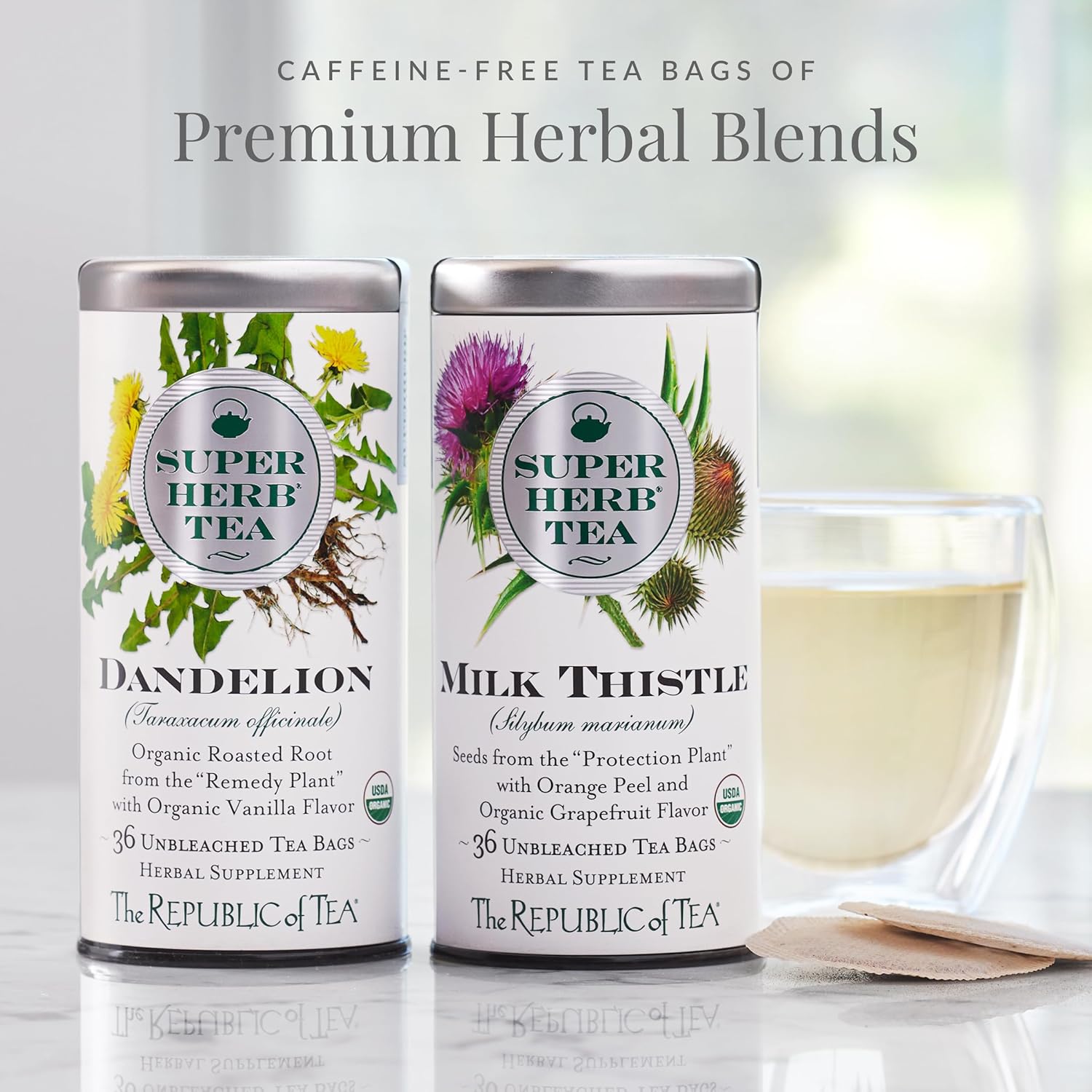 The Republic of Tea — Organic Moringa SuperHerb Tea Tin, 36 Herbal Tea Bags, Naturally Caffeine-Free