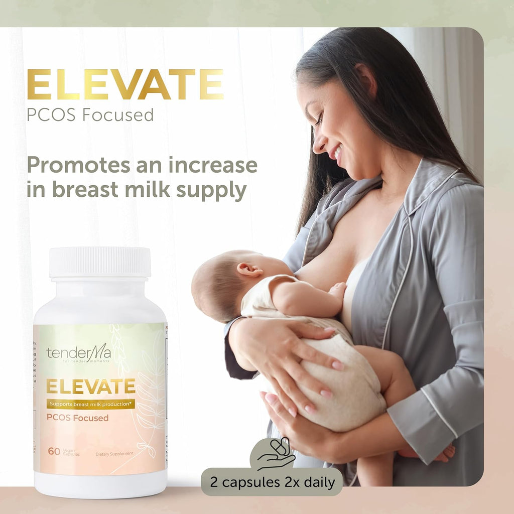 Elevate – PCOS Focused Lactation Support with Orgainc Goat’s Rue, Lion’s Mane, Shatavari & Ceylon Cinnamon – Vegan, Non-GMO, Herbal Supplement for Breastfeeding Moms – 60 Capsules