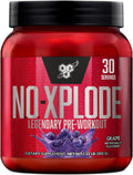 BSN N.O.-XPLODE Pre Workout Powder, Energy Supplement for Men and Women with Creatine and Beta-Alanine, Flavor: Grape, 30 Servings