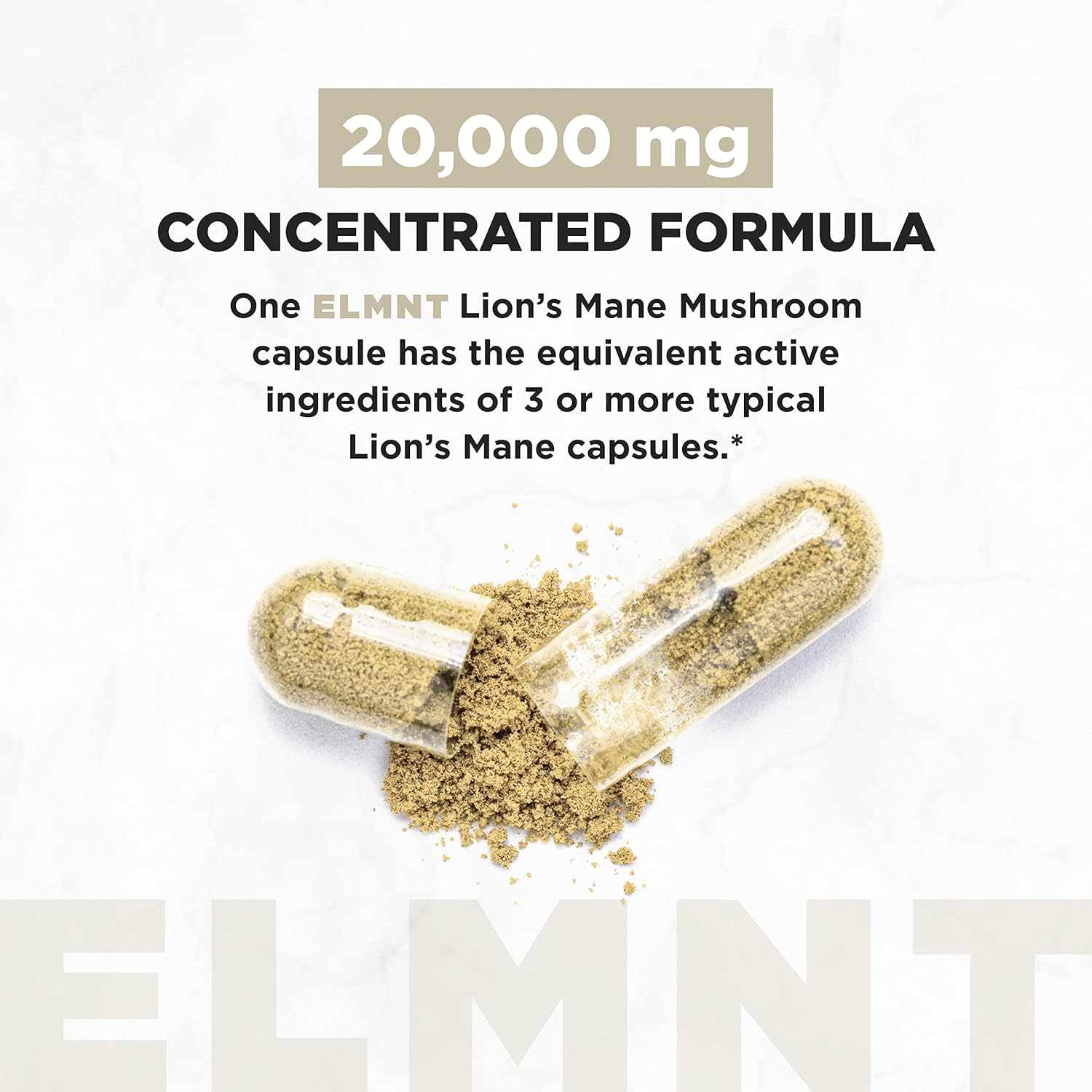 20,000mg 16x Strength Lions Mane Supplement Capsules Super Nootropic w. Ashwagandha & Rhodiola - Highest Potency Lion's Mane Mushroom Extract 50% Polysaccharides Brain Supplements for Memory and Focus