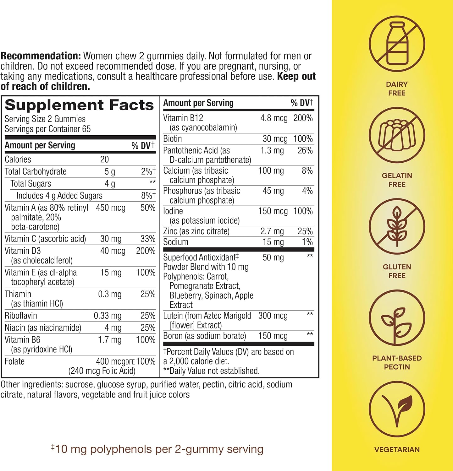 Nature's Way Alive! Women's 50+ Daily Gummy Multivitamins, Women's Supplements, Supports Healthy Heart, Brain & Bones,* B-Vitamins, Mixed Berry Flavored, 130 Gummies (Packaging May Vary)