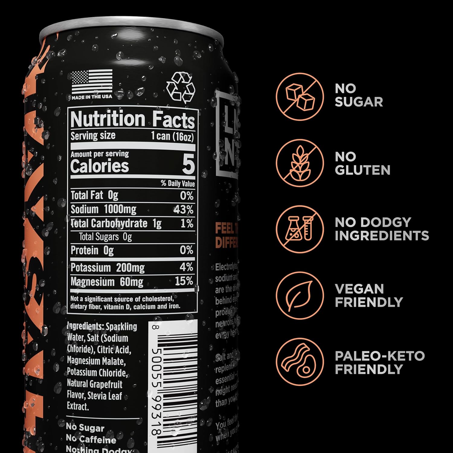 Drink LMNT Sparkling Electrolyte Drink - Grapefruit Salt | 12-Count