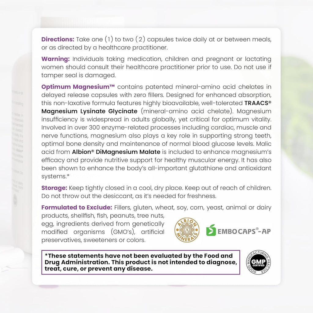 Pure TheraPro Rx Optimum Magnesium Lysinate Glycinate & Di-Magnesium Malate, Made in USA | 4 Month Supply | Chelated for Maximum Absorption, Supports Bone Health & Energy, 240 Count