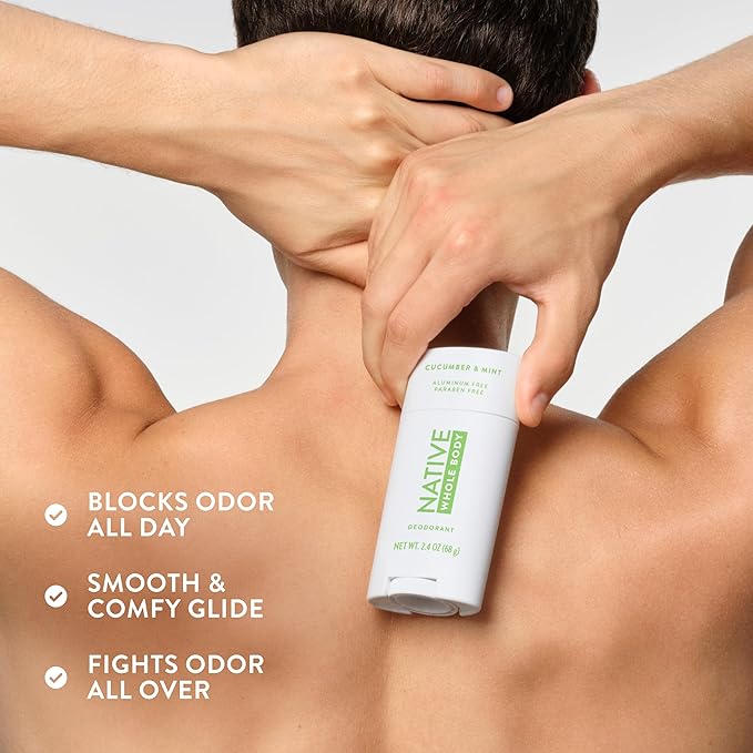 Native Whole Body Deodorant Stick Contains Naturally Derived Ingredients, Deodorant for Men and Women | 72 Hour Odor Protection, Aluminum Free with Coconut Oil and Shea Butter | Cucumber & Mint
