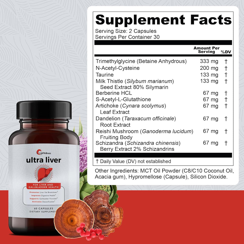 Ultra Liver Supplement for Liver Support and Gallbladder Support - Powered by TMG, NAC Milk Thistle, and More - Liver Cleanse Detox & Repair - 60 Capsules - 3 Pack