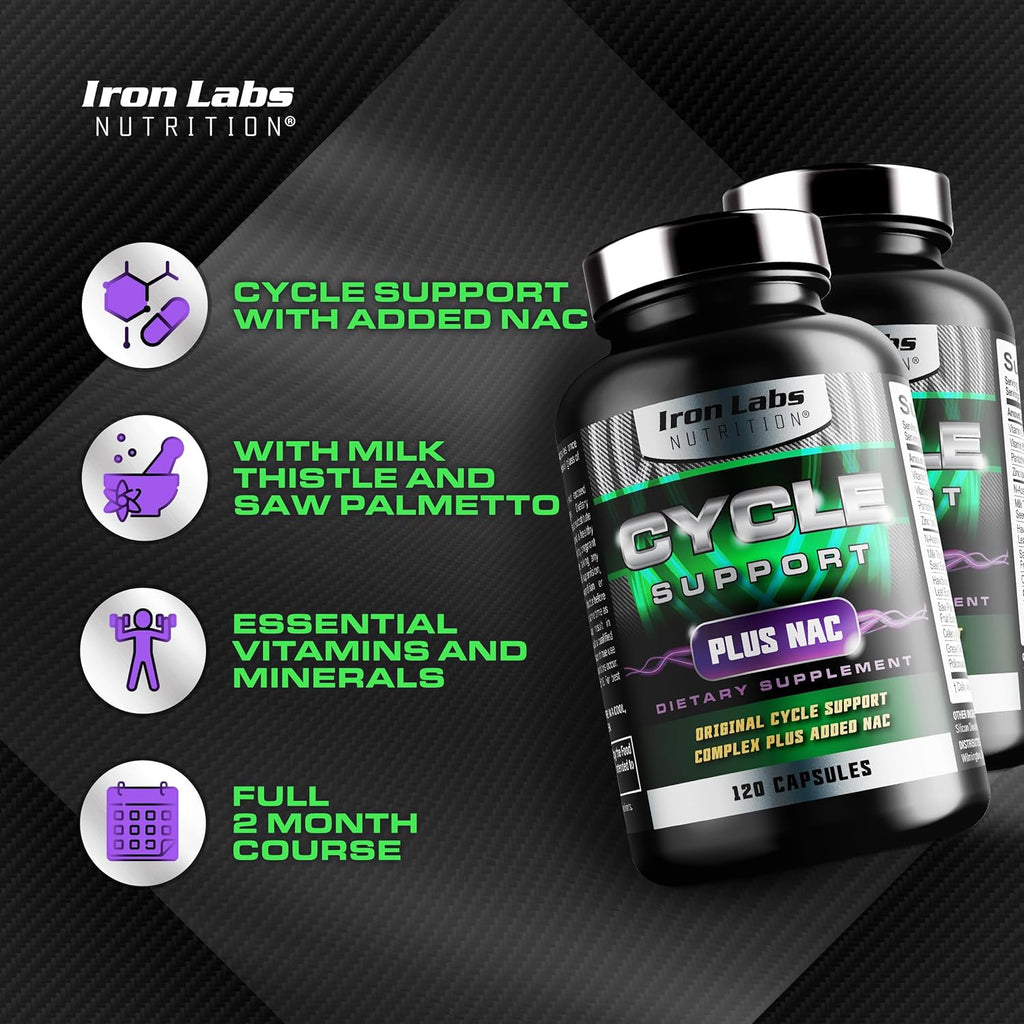 Cycle Support Plus NAC (N-Acetyl-L-Cysteine) - On Cycle Support Supplements for Men - with N Acetyl L Cysteine, Milk Thistle, Hawthorne Berry and More (240 Capsules)