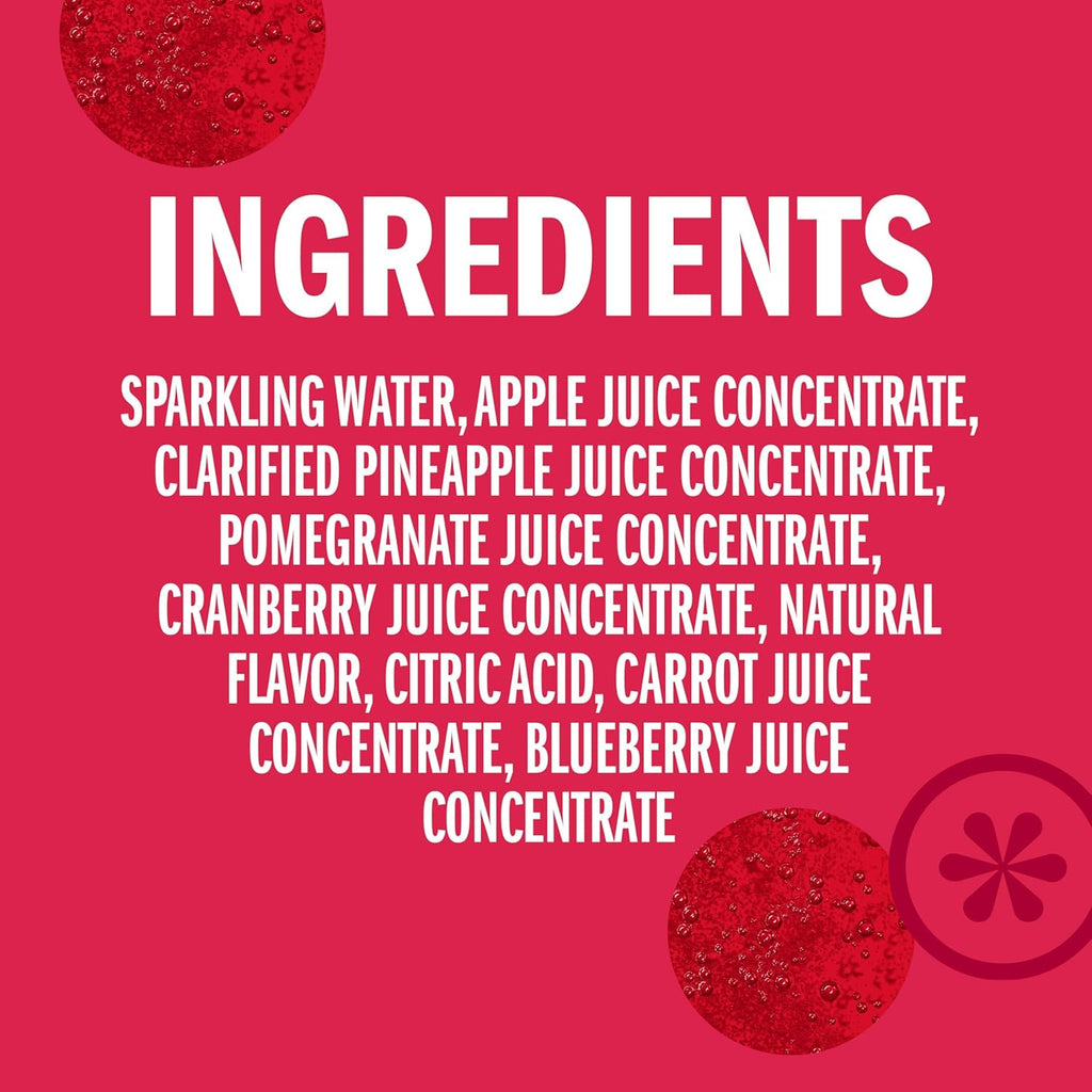 IZZE Sparkling Water Juice Beverage Blend, Pomegranate, No Sugar Added, 8.4 FL OZ, 24 Cans