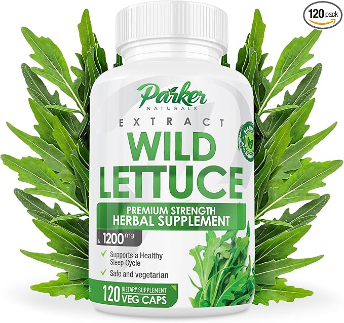 Parker Naturals Wild Lettuce Extract – Herbal Sleep Supplement 1200mg, 4:1 Concentrated, Vegan Capsules, Soothes Discomfort, 60 Servings, 120 Count