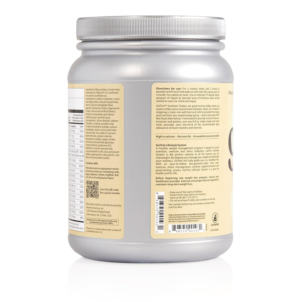 GoTrim Nutrition Shakes - Creamy Vanilla, High Protein, Meal Replacement Shake with 19g Protein & 10g Fiber, Ready to Drink, Gluten-Free, No Added Sugar, 14 Servings