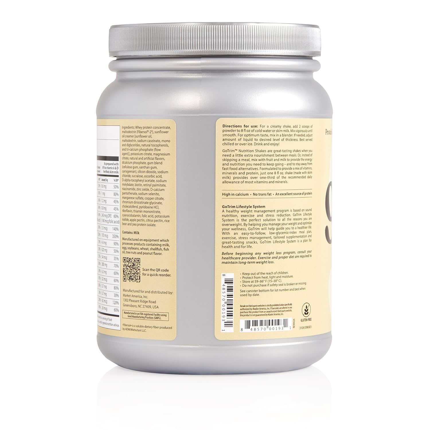 GoTrim Nutrition Shakes - Creamy Vanilla, High Protein, Meal Replacement Shake with 19g Protein & 10g Fiber, Ready to Drink, Gluten-Free, No Added Sugar, 14 Servings