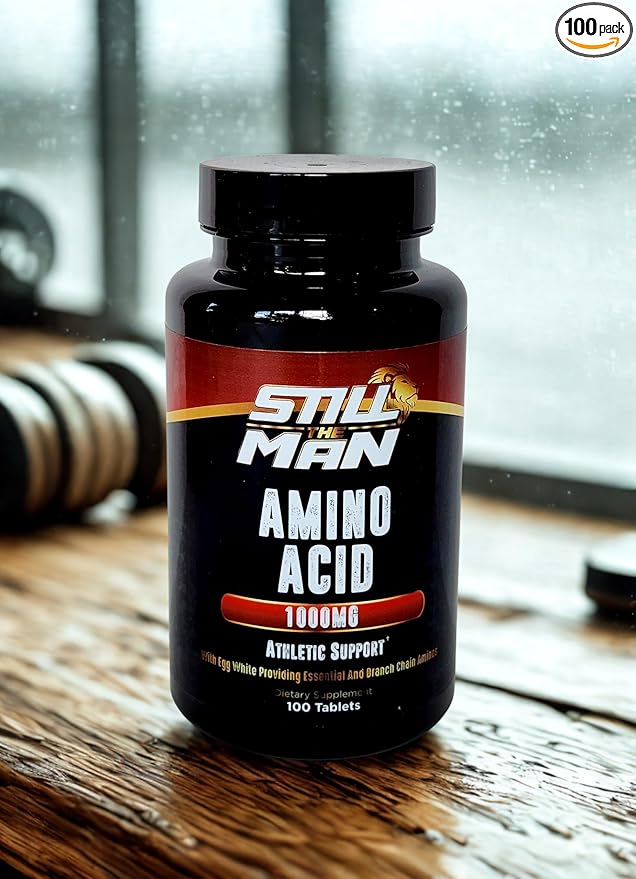 Still The Man Essential Amino Acid Athletic Performance and Support Supplement, 1000mg, 100 Tablets. Clean Free Form Amino Acid Blend.