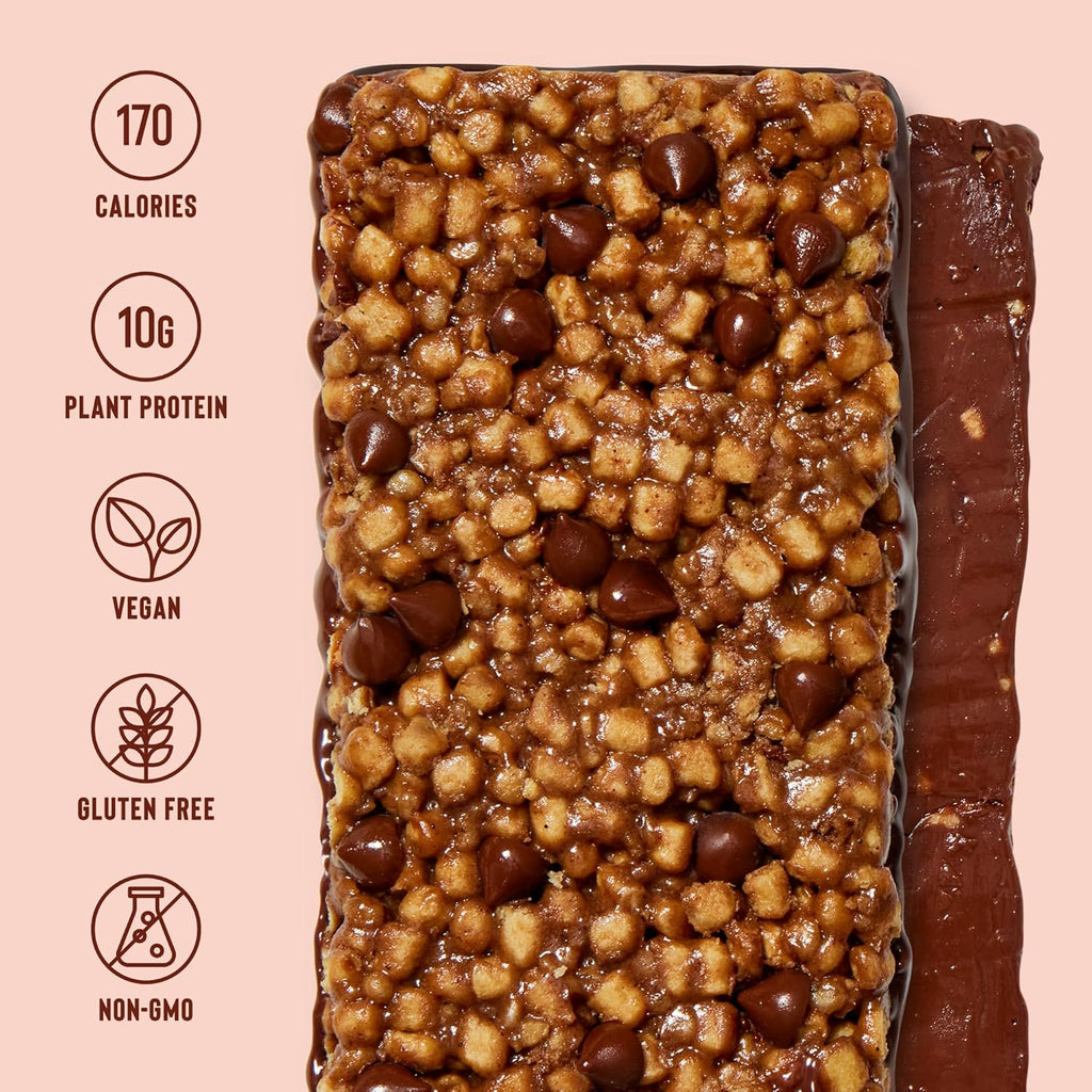 Mezcla Puff Crispy Protein Bars, Gluten Free & Vegan Protein Bars, 10g Protein, Alt for Crispy Rice Treat, Granola Bars & Breakfast Bars, Healthy Snacks for Adults, Hot Chocolate, 12 Pack