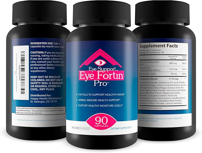 Eye Support Eye Fortin Pro - Our Best Eye Pills for Vision - Eye Care Supplements Healthy Vision Supplement - Herbal Vision Supplements for Adults - Pro Eyefortin Supplement Eye Support Vitamins