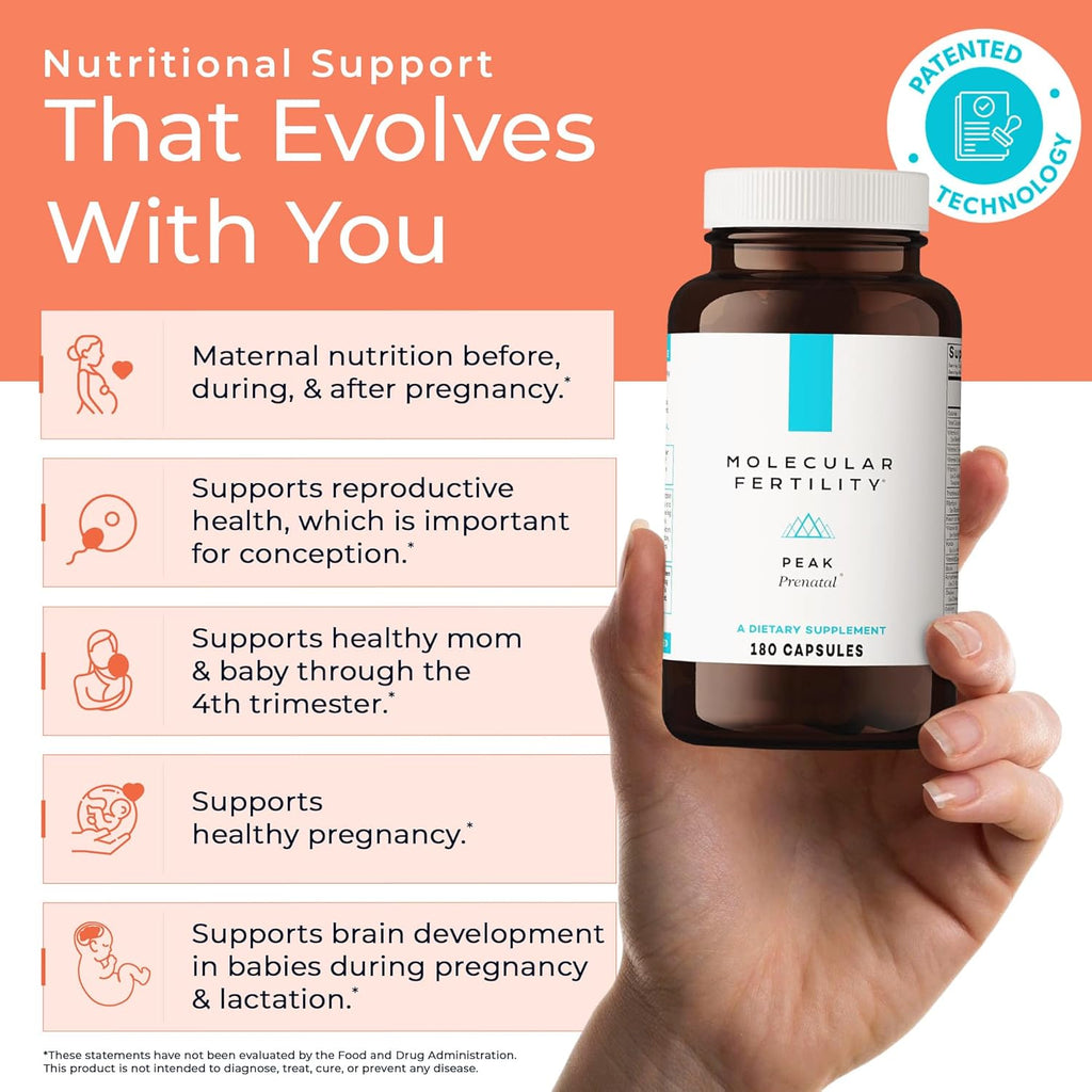 Peak Prenatal - Doctor Formulated Prenatal Vitamins for Women - Choline, Methylated Folate, Vitamin D, Iron, Probiotics - Comprehensive Pregnancy Supplement - 30 Day Supply