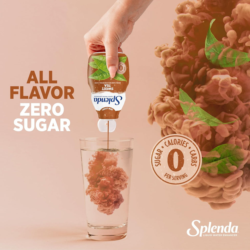 SPLENDA Liquid Water Enhancer Drops, Sugar Free, Zero Calorie, Natural Flavor, Concentrated Drink Mix, 3.11 Fl Oz Each Bottle (Sweet Tea, 2 Pack)