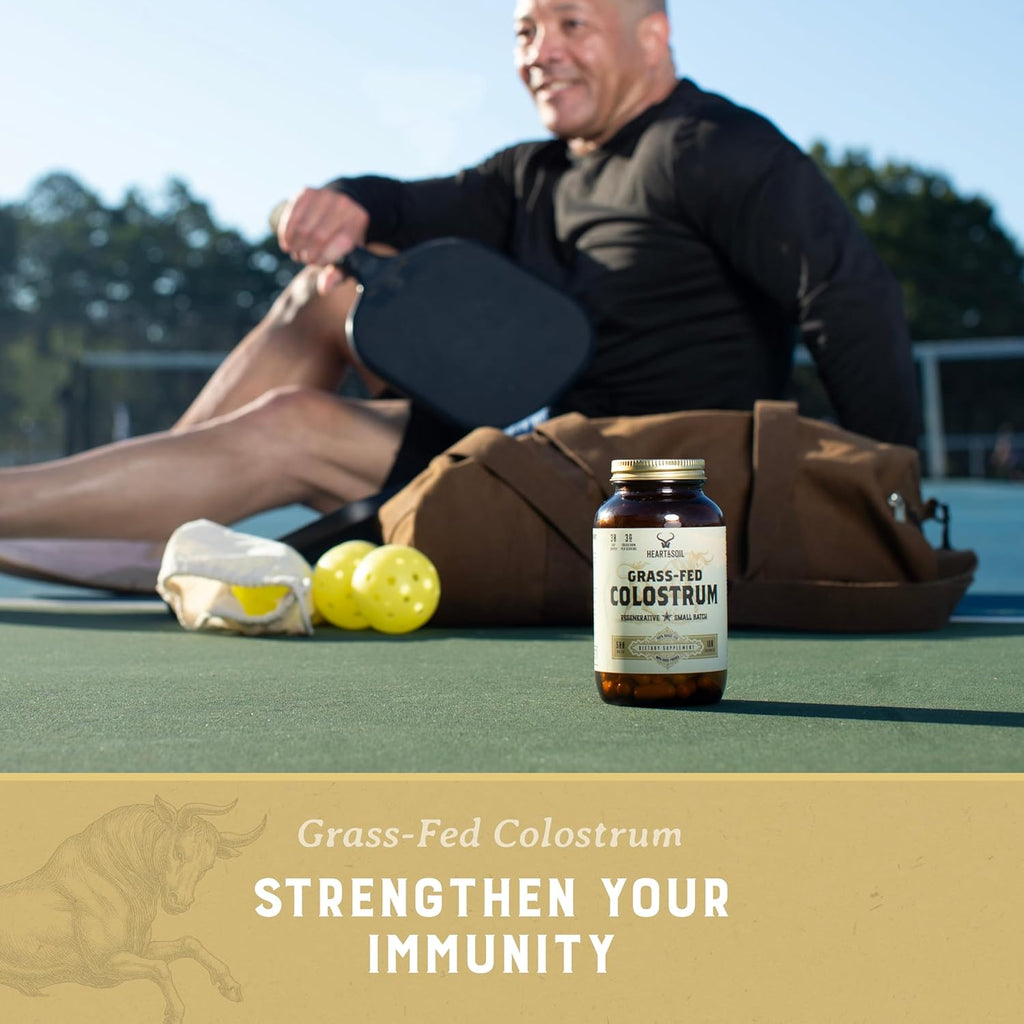 HEART & SOIL Bovine Colostrum – 3000mg Grass Fed Colostrum Supplement for Gut, Immune Support & Muscle Recovery – Non-GMO, Allergen-Free – 180 Capsules
